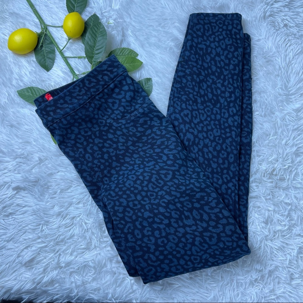 Spanx Blue Leopard Jean-Ish Ankle Skinny Jeans Leggings Size Small